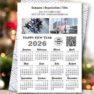 Cartes Pour Fêtes Annuelles Calendrier 2025 Entreprise 2 Photo Logo QR Minimal