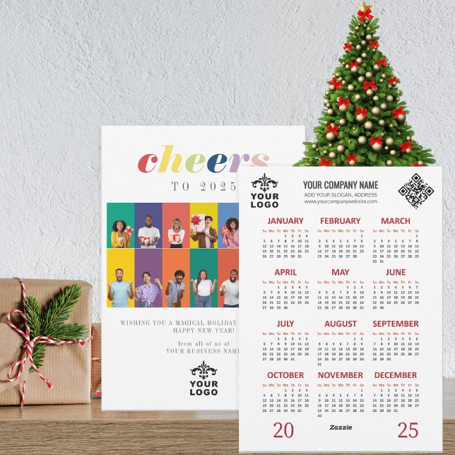 Cartes Pour Fêtes Annuelles Calendrier 2025 Moderne Nouvel An Vacances Photo (2025 Calendar Modern Holiday New Year Photo Holiday Card Business Swag Promotional Branded Marketing)