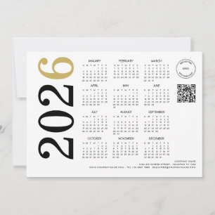Cartes Pour Fêtes Annuelles Calendrier 2026 Logo de l'entreprise Code QR Bonne