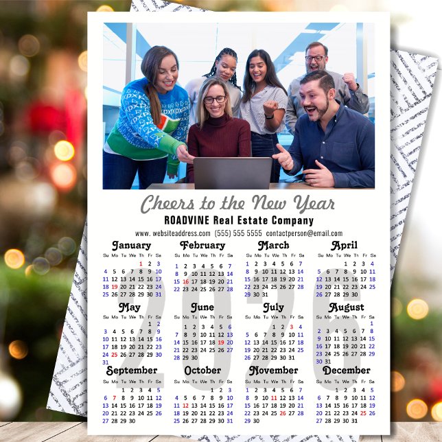 Cartes Pour Fêtes Annuelles Calendrier 2026 Photo d'entreprise Silver moderne  (Créateur téléchargé)