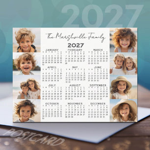 Cartes Pour Fêtes Annuelles Calendrier 2027 - 8 Photos - Gris foncé et blanc
