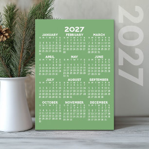Cartes Pour Fêtes Annuelles Calendrier 2027 - Année complète - Papier plat de 