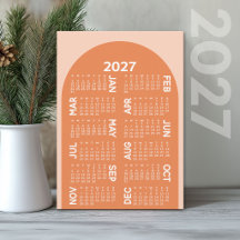 Calendrier 2027 - boho mod arch rétro corail