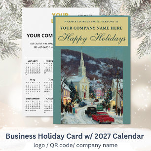 Cartes Pour Fêtes Annuelles Calendrier 2027 Logo Entreprise QR Festif