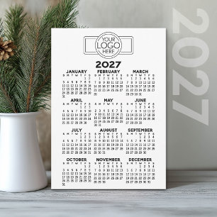 Cartes Pour Fêtes Annuelles Calendrier 2027 - Logo Minimaliste Noir de Base