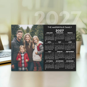 Cartes Pour Fêtes Annuelles Calendrier 2027 - Vue annuelle moderne avec photo