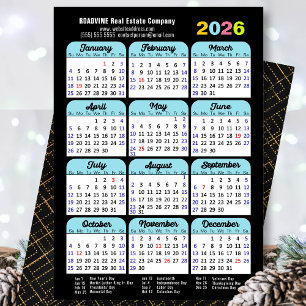 Cartes Pour Fêtes Annuelles Calendrier Business 2025 Black Blue Minimalist