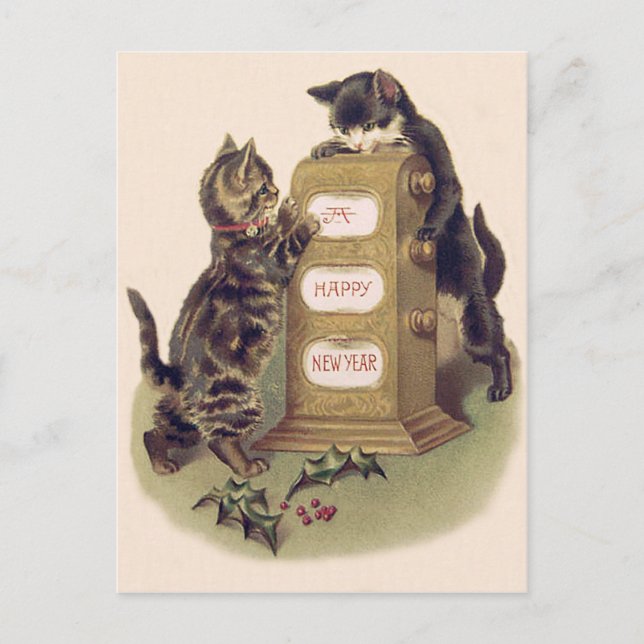 Cartes Pour Fêtes Annuelles Calendrier Cat Kitten Holly (Devant)