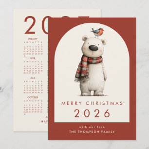 Cartes Pour Fêtes Annuelles Calendrier de l'ours polaire 2027 Joyeux Noël