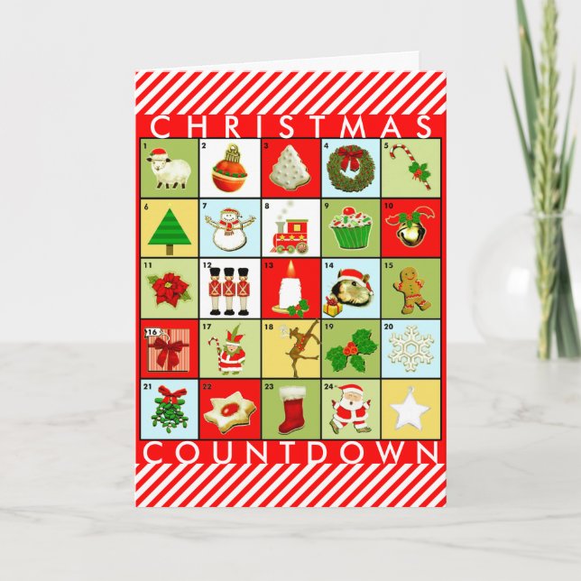 Cartes Pour Fêtes Annuelles Calendrier de Noël (Devant)