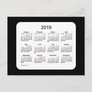 Cartes Pour Fêtes Annuelles Calendrier des mini-vacances 2019 noir par Janz