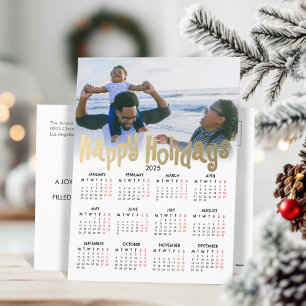 Cartes Pour Fêtes Annuelles Calendrier minimaliste photo personnalisé 2025 Or