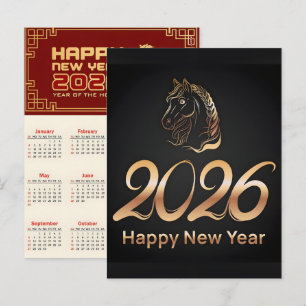 Cartes Pour Fêtes Annuelles Calendrier mural chinois de l'année du cheval 2026