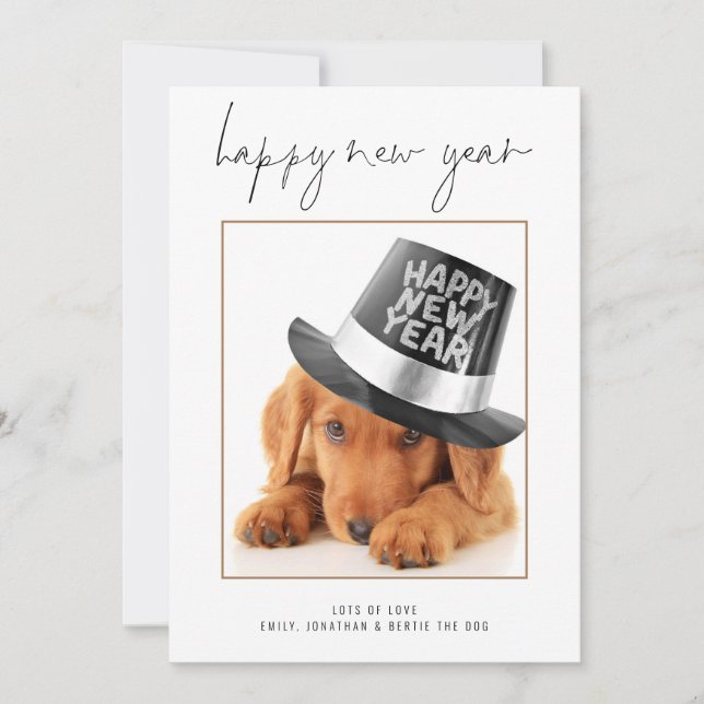 Cartes Pour Fêtes Annuelles Calendrier Nouvel An 2026 Photo de Chien Heureux (Devant)