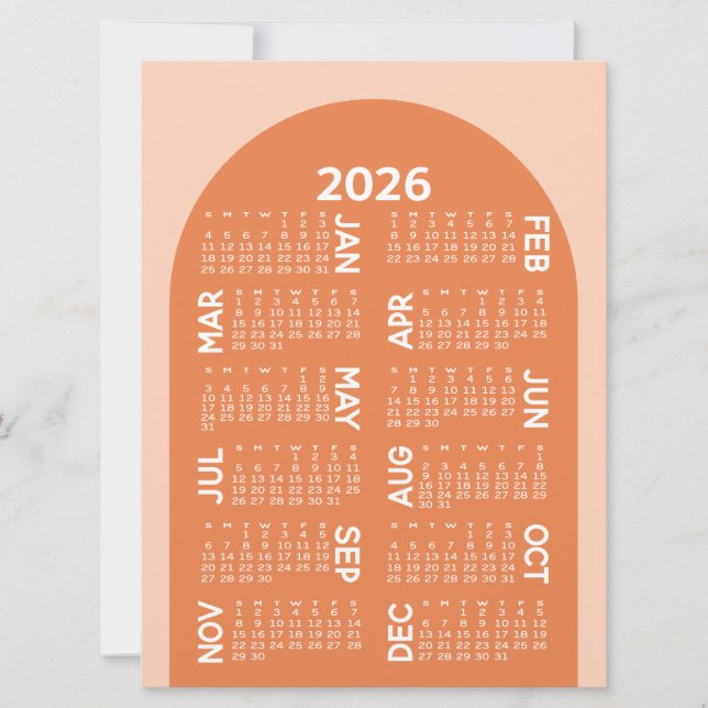 Cartes Pour Fêtes Annuelles Calendrier - peut télécharger mod arch rétro coral (Devant)