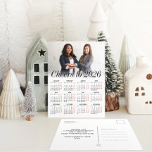 Calendrier photo personnalisé minimal 2026 Cheers