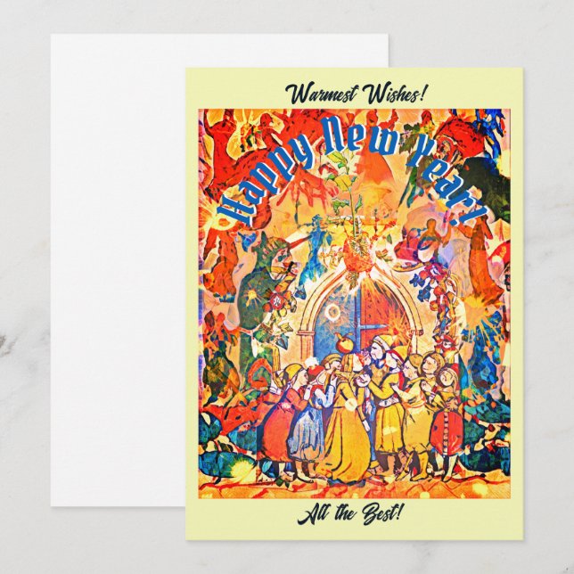Cartes Pour Fêtes Annuelles Calennig Nouvel An (Devant / Derrière)