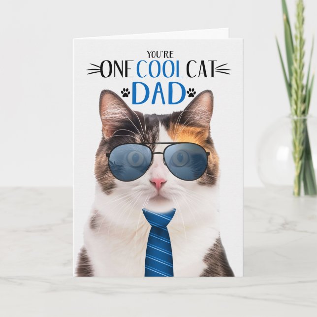 Cartes Pour Fêtes Annuelles Calico Cat Fête des pères Un Cool Cat (Devant)