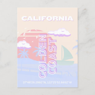 Cartes Pour Fêtes Annuelles Californie, Plage, Art du voyage, Preppy, Pastel