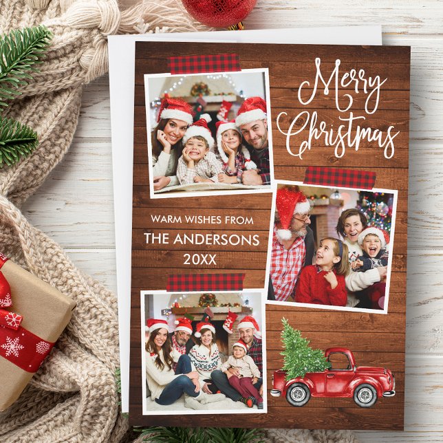 Cartes Pour Fêtes Annuelles Calliage amusant Batterie Plaid Camion Bois (Customize to add text to back of card.)