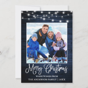 Cartes Pour Fêtes Annuelles Calliage amusant Noël Bleu Bois Lumière Photo