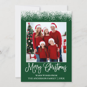 Cartes Pour Fêtes Annuelles Calliage amusant Noël Neige hachée Photo verte