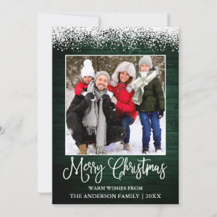 Cartes Pour Fêtes Annuelles Calliage amusant Noël Neige Tachée Bois vert