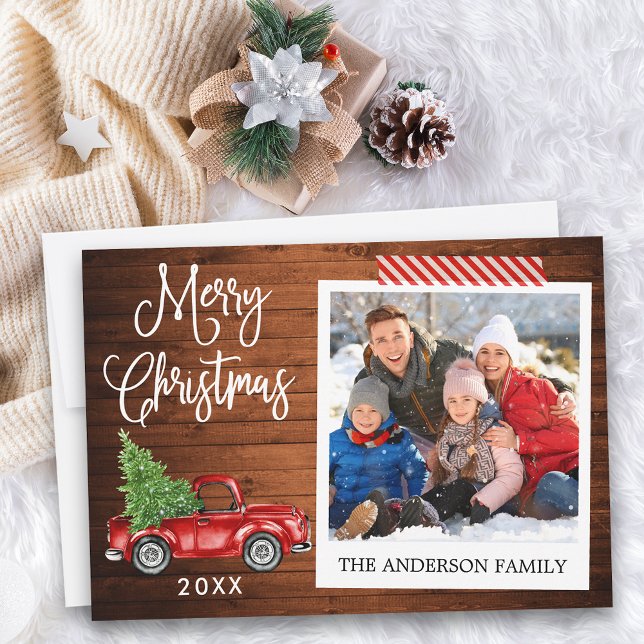 Cartes Pour Fêtes Annuelles Calliage Camion de Noël Bande d'embarcation en boi (Customize to add text to back of card.)