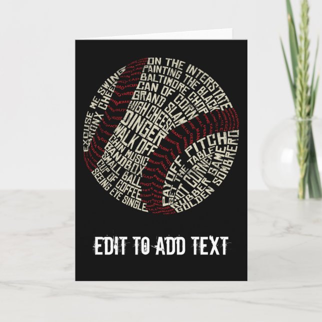 Cartes Pour Fêtes Annuelles Calligramme des mots de baseball (Devant)