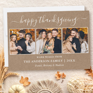 Cartes Pour Fêtes Annuelles Calligraphie 3 Photo Kraft Thanksgiving