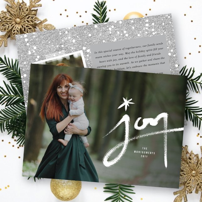 Cartes Pour Fêtes Annuelles Calligraphie À Main Dessinée Joie Brossée Avec Pho (Créateur téléchargé)