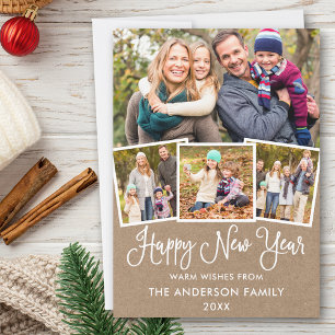 Cartes Pour Fêtes Annuelles Calligraphie amusante 4 Photo Kraft Bonne année