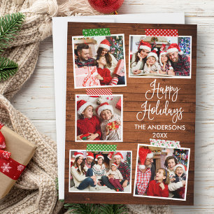 Cartes Pour Fêtes Annuelles Calligraphie amusante Bois Joyeuses Vacances Bande