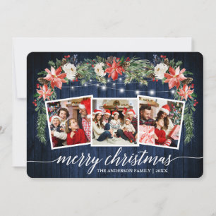 Cartes Pour Fêtes Annuelles Calligraphie Bleu Bois Aquarelle Floral 3 Photo