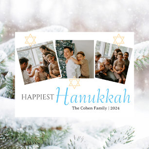 Cartes Pour Fêtes Annuelles Calligraphie bleue Joyeux Hanukkah famille 3 photo