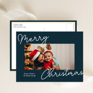Cartes Pour Fêtes Annuelles Calligraphie Bleue Joyeux Noël Photo moderne