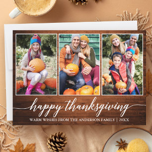 Cartes Pour Fêtes Annuelles Calligraphie Bois Rustique Thanksgiving 3 Photo