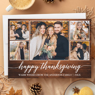 Cartes Pour Fêtes Annuelles Calligraphie Bois Rustique Thanksgiving 5 Photo