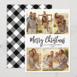 Cartes Pour Fêtes Annuelles Calligraphie Buffalo Plaid 4 photos