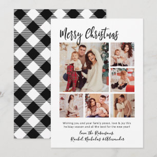 Cartes Pour Fêtes Annuelles Calligraphie Buffalo Plaid 6 photos de Noël