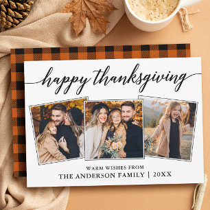 Cartes Pour Fêtes Annuelles Calligraphie carreau Happy Thanksgiving 3 Photos