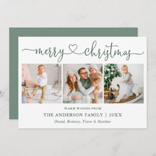 Cartes Pour Fêtes Annuelles Calligraphie Coeur Noël 3 Photo Sage Vert