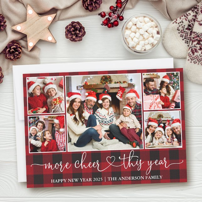 Cartes Pour Fêtes Annuelles Calligraphie Coeur Plaid Plus Cheval 5 Photo (Customize to add text to back of card.)