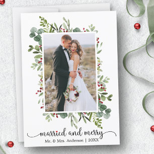 Cartes Pour Fêtes Annuelles Calligraphie Coeur rouge marié et joyeux photo