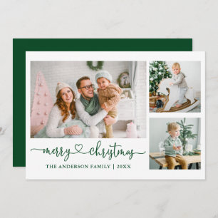 Cartes Pour Fêtes Annuelles Calligraphie Coeur Script Vert Noël 3 Photo