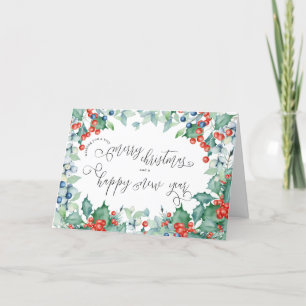 Cartes Pour Fêtes Annuelles Calligraphie de Noël et Nouvel An Baies d'hiver