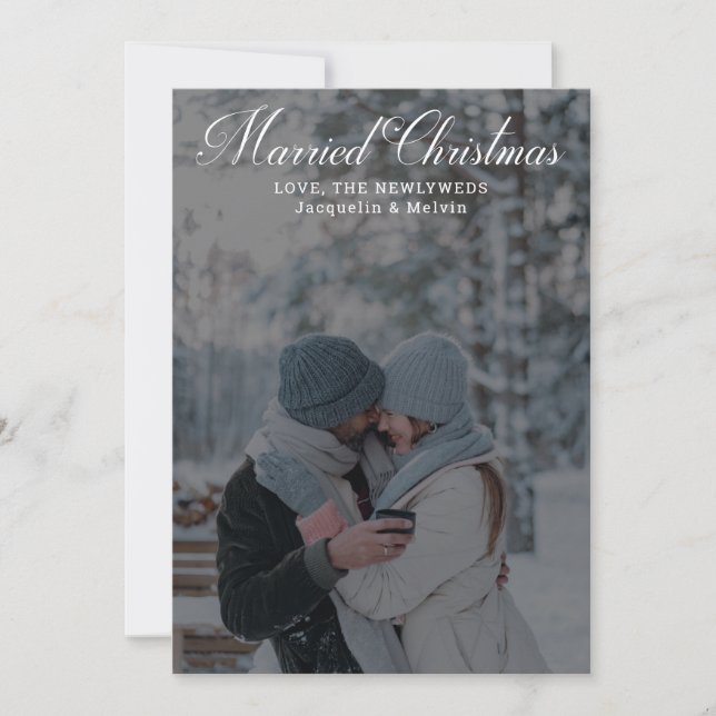 Cartes Pour Fêtes Annuelles Calligraphie de Noël mariée photo nouvelle mariée (Devant)