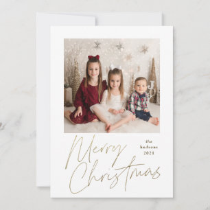 Cartes Pour Fêtes Annuelles Calligraphie de Noël Or Simple Hol Multiphoto