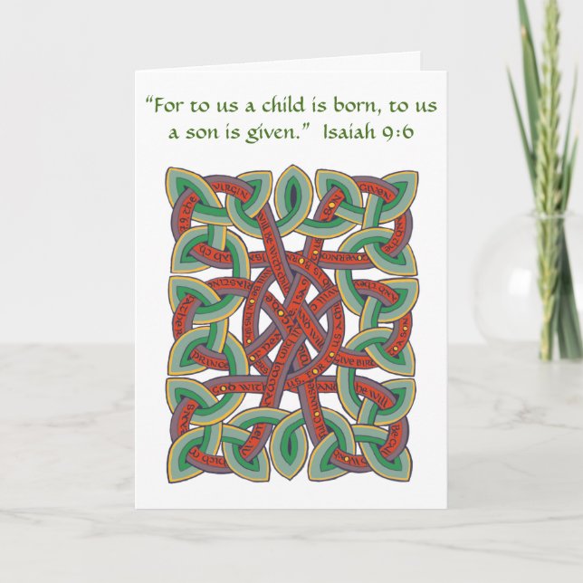 Cartes Pour Fêtes Annuelles Calligraphie de verset biblique d'Isaïe en nœud ce (Devant)
