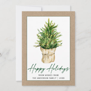 Cartes Pour Fêtes Annuelles Calligraphie Encre Aquarelle Arbre Kraft Minimalis